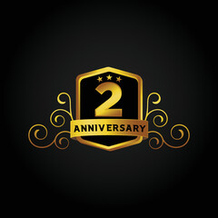Happy 2nd Year anniversary celebration vector template