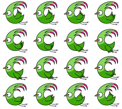 Cute stylized bird flying animation sheets.poses included