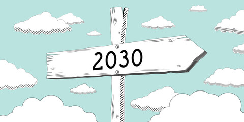 2030 - outline signpost with one arrow