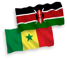 Flags of Republic of Senegal and Kenya on a white background