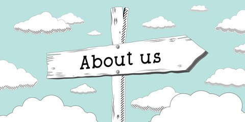 About us - outline signpost with one arrow