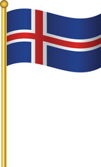 Flag of Iceland,Iceland flag Golden waving isolated vector illustration eps10.
