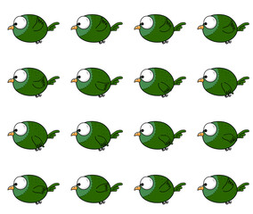 2D Round birds flying animation sheet.2D simple cartoon bird