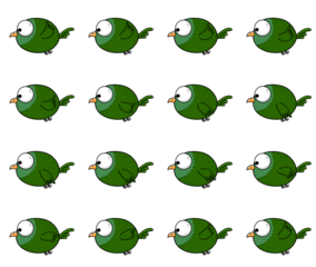 2D Round birds flying animation sheet.2D simple cartoon bird