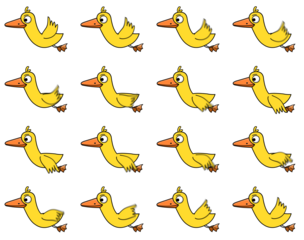 2D Duck bird flying animation sprite-sheet in PNG.