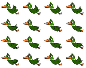 2D Duck bird flying animation sprite-sheet in PNG.