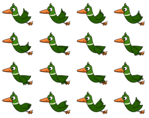 2D Duck bird flying animation sprite-sheet in PNG.