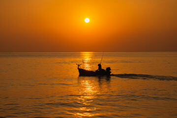 Black silhouette, beautiful sunset