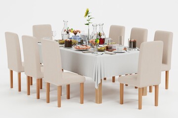 Realistic 3D Render of Party Table