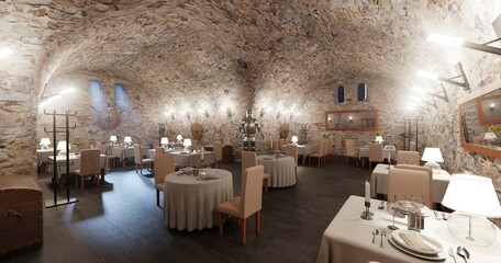 Realistic 3D Render of Cellar Restaurant