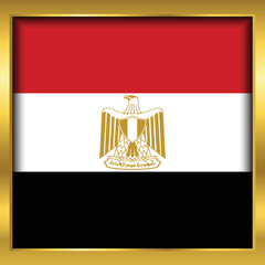 Egypt flag,Egypt flag golden square button,Vector illustration eps10.