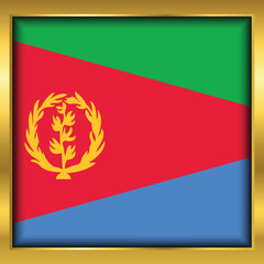 Fototapeta premium Eritrea Flag,Eritrea flag golden square button,Vector illustration eps10.