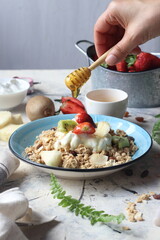 Granola, oatmeal with fruits and nuts