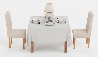 Realistic 3D Render of Restaurant Table
