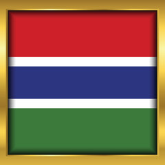 Fototapeta premium Gambia Flag,Gambia flag golden square button,Vector illustration eps10.