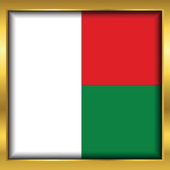 Obraz premium Madagascar Flag,Madagascar flag golden square button,Vector illustration eps10.