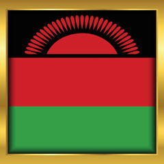 Obraz premium Malawi Flag,Malawi flag golden square button,Vector illustration eps10.