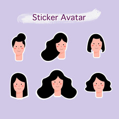 illustration of a set of faces, sticker avatar