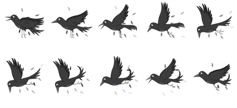 Crow attacking 2D animation sprite-sheets.Best for video games and animations