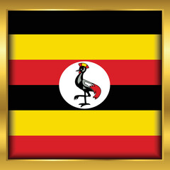 Flag of Uganda, Uganda flag Golden waving isolated vector illustration eps10.