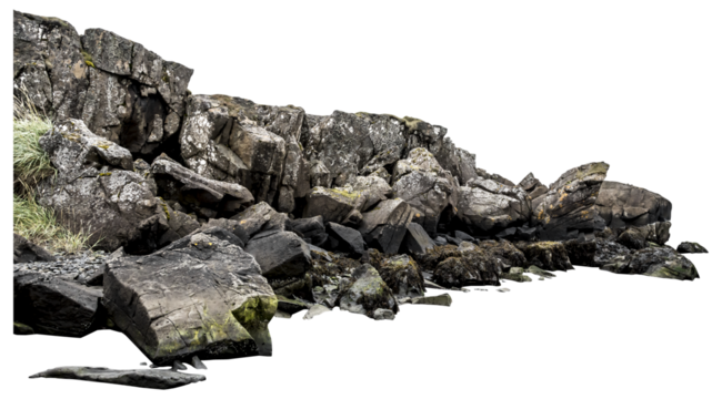 Isolated PNG cutout of Icelandic rocks on a transparent background
