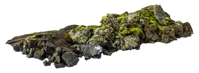 Isolated PNG cutout of Icelandic rocks on a transparent background
