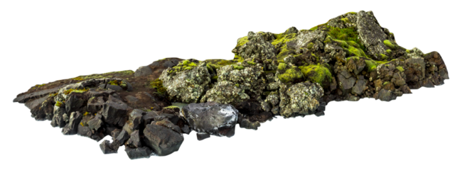 Isolated PNG cutout of Icelandic rocks on a transparent background
