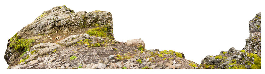 Fototapeta na wymiar Isolated PNG cutout of Icelandic rocks on a transparent background 