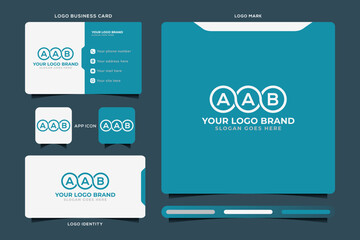 AAB initial monogram logo vector, AAB circle shape logo template corporate identity business card
