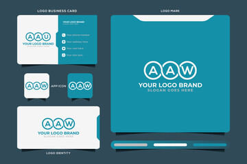 AAW initial monogram logo vector, AAW circle shape logo template corporate identity business card

