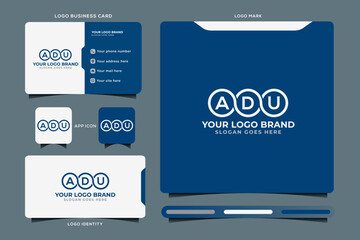 ADU initial monogram logo vector, ADU circle shape logo template corporate identity business card
