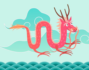 Fototapeta premium flying pink dragon