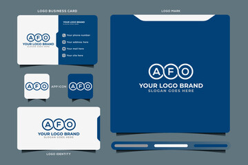 AFO initial monogram logo vector, AFO circle shape logo template corporate identity business card
