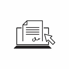 Electronic signature of the contract line icon concept. Electronic signature of the contract linear illustration