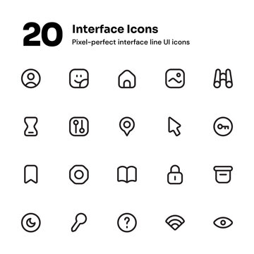 Interface pixel-perfect icons suitable for website and mobile apps ui design