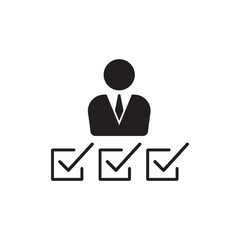 Manager control and check icon. Covid-19 Pandemic Crisis. Stay at home collection. Flat line icon for mobile application, button and website design