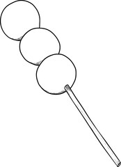 An isolated illustration of Asian food. Line art of goodies. Delicious Doodles.