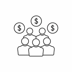 Obraz premium Employee cost, salary line icon on white