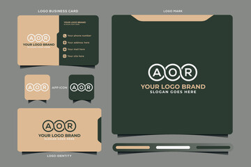 AOR initial monogram logo vector, AOR circle shape logo template corporate identity business card
