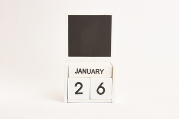 Calendar with the date January 26 and a place for designers. Illustration for an event of a certain...