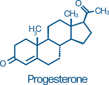Progesterone hormone skeletal molecular formula structure. Female sex hormone. PNG