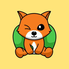 Vector illustration of cute and chubby fox