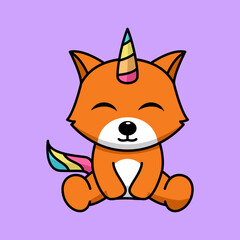 Vector illustration of cute and chubby fox