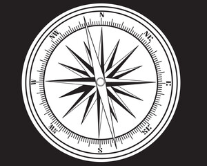 Realistic compass isolated on black background. Vector illustration.
