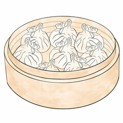 An isolated illustration of Asian food. Pastel watercolor sketch of delicious food