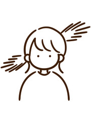 何かを思いつくシンプルおしゃれな線画女性イラスト