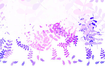 Fototapeta na wymiar Light Purple, Pink vector elegant background with leaves.