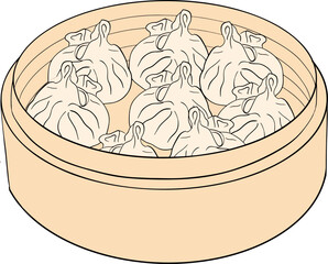 An isolated illustration of Asian food. Flat design of delicious food