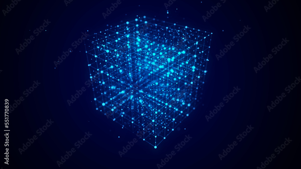 Poster technology blockchain concept. visualization of the dynamic flow of the cryptocurrency industry in t
