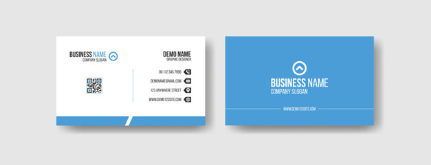 Blue simple clean modern business card vector template design